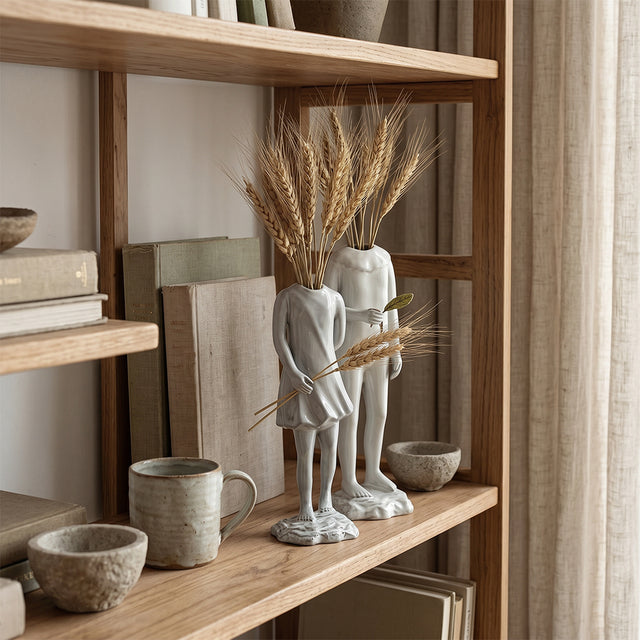 Ceramic Human Figure Vase — Headless Body Sculpture Flower Vase for Shelf, Desk & Eclectic Home Décor