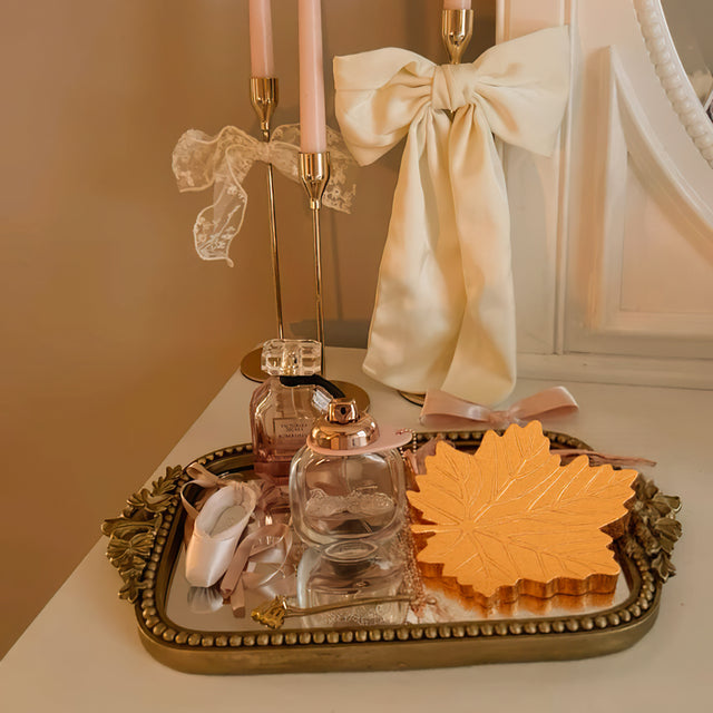 Gold Maple Leaf Resin Tray, Muti-Functional Jewelry Holder in the Bedroom