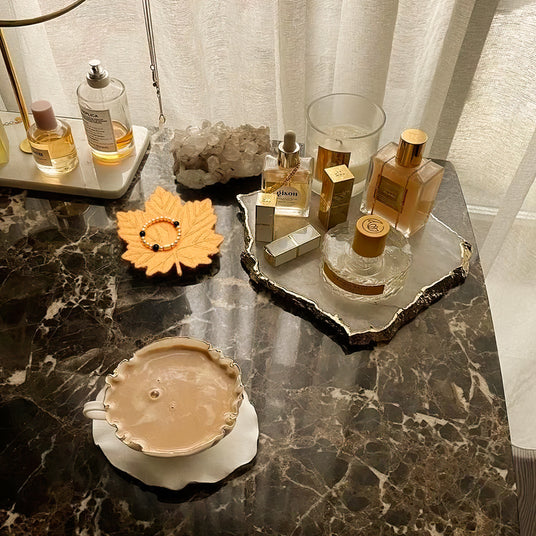 Gold Maple Leaf Resin Tray, Muti-Functional Jewelry Holder on the Table