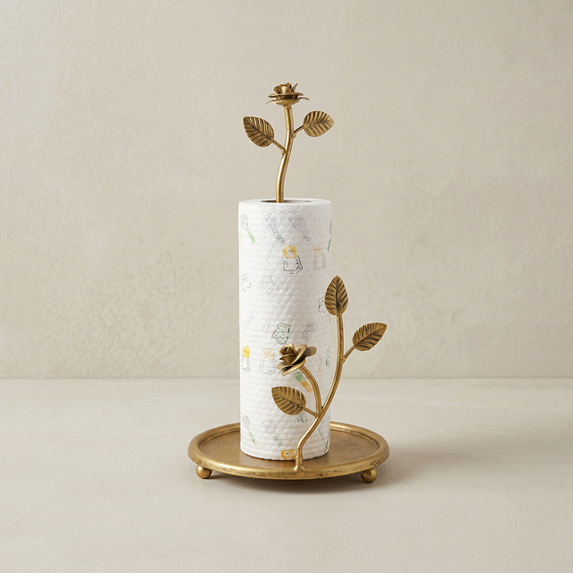 Gold Rose Metal Paper Towel Holder