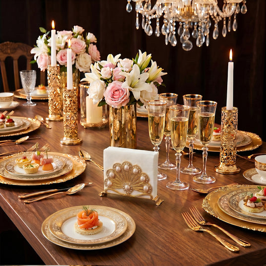 Gold peacock stand on wedding banquet table