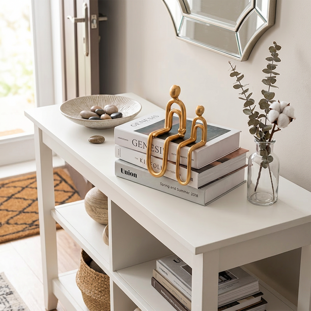 Golden-human-bookshelf-dried-flowers