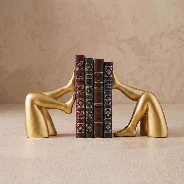 Golden- eg bookends with vintage books