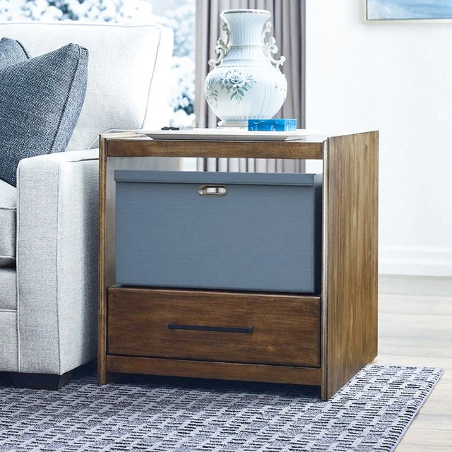 Gray Foldable PP Storage Bins Washable Organizer Box with Lid In The End Table 0905262