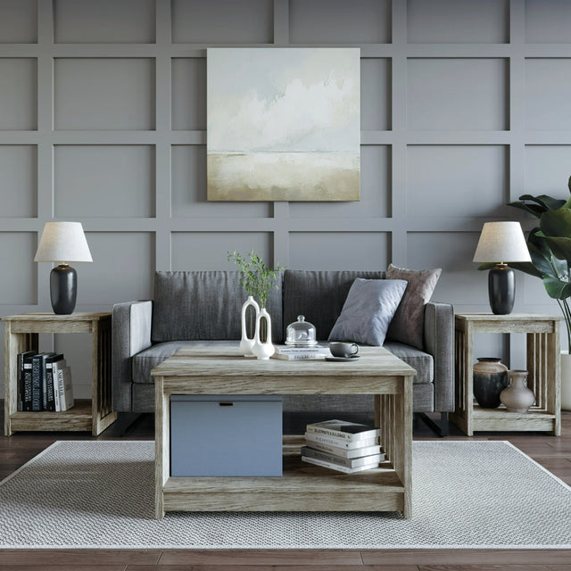 Gray Foldable PP Storage Bins Washable Organizer Box with Lid Under The Wood End Table 0905262