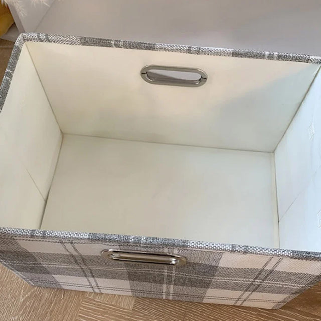 Gray Plaid Foldable PP Storage Bins Washable Organizer Box with Lid Details 2 0905261