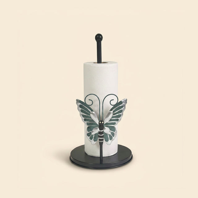 Green Silver Butterfly Metal Paper Towel Holder
