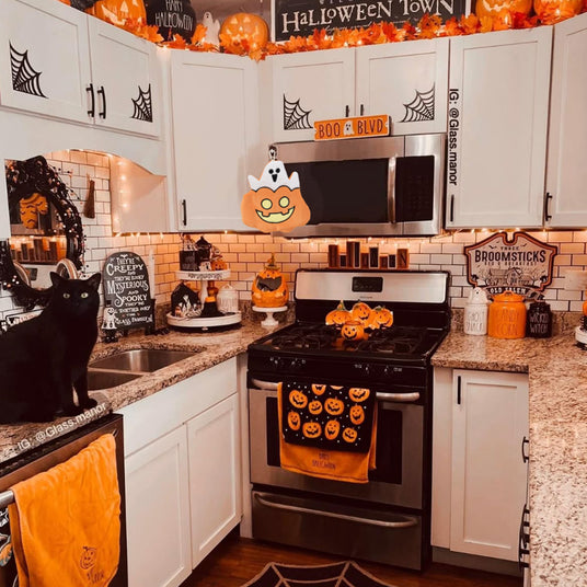 Halloween Cartoon Pumpkin Ghost Coral Velvet Hand Towel Middle Of Kitchen 080734