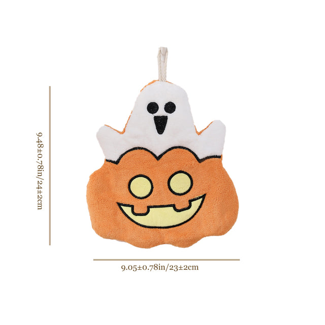 Halloween Cartoon Pumpkin Ghost Coral Velvet Hand Towel Size Chart 080734