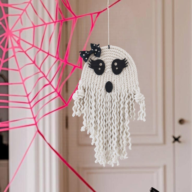 Halloween Knit Hand-Made Cute Ghost Hanging Decor Before The Cobweb 080831
