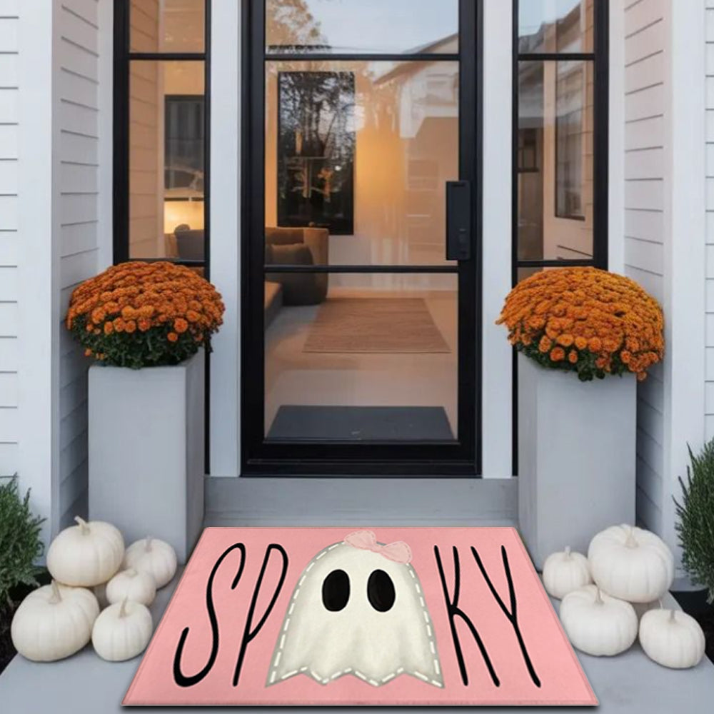 Halloween Pink Ghost Crystal Velvet Kitchen One Outside The Glass Door 081225