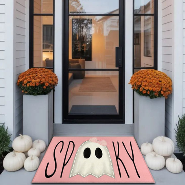 Halloween Pink Ghost Crystal Velvet Kitchen One Outside The Glass Door 081225