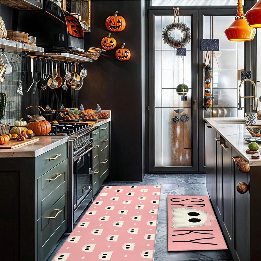 Halloween Pink Ghost Crystal Velvet Kitchen Set In The Black Kitchen 081225