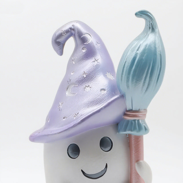 Halloween Resin Ghost with Broom Decorative Ornament Details 2