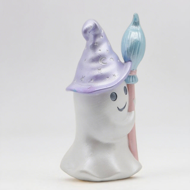 Halloween Resin Ghost with Broom Decorative Ornament Details 3