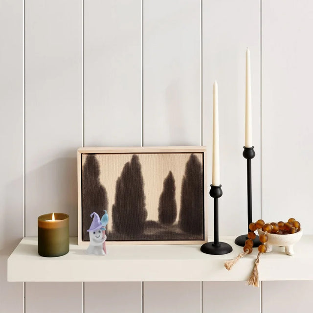 Halloween Resin Ghost with Broom Decorative Ornament In Front Of The Photo 081204