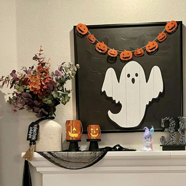 Halloween Resin Ghost with Broom Decorative Ornament On The Cabinet 081204
