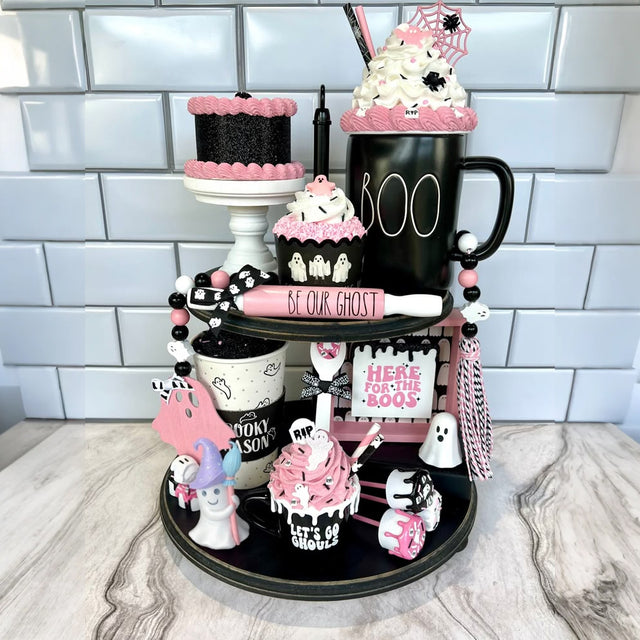 Halloween Resin Ghost with Broom Decorative Ornament On The Cake Stand 081204