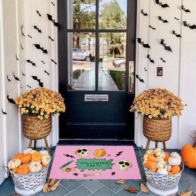 Halloween Skull Door Mat Kitchen Bathroom Mat In Front Of The Black Door 081227
