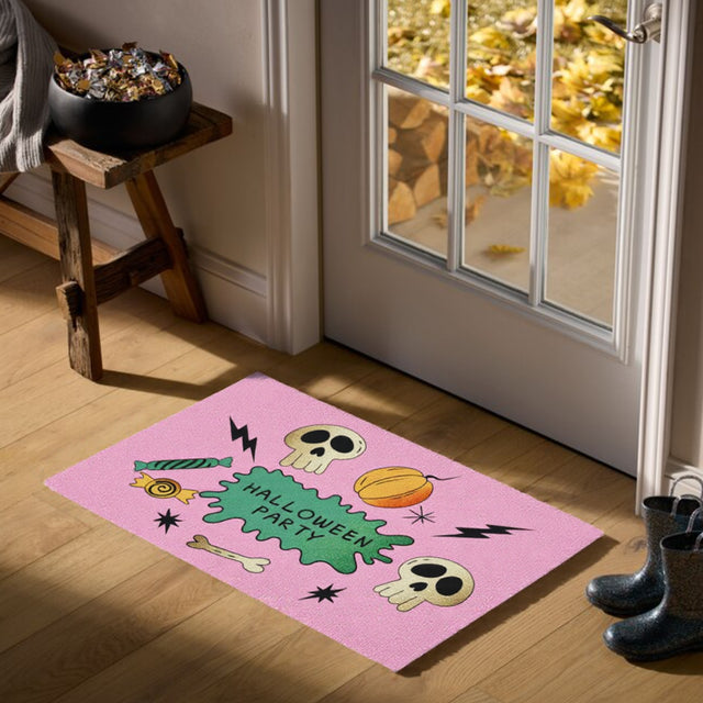 Halloween Skull Door Mat Kitchen Bathroom Mat In Front Of The White Door 081227