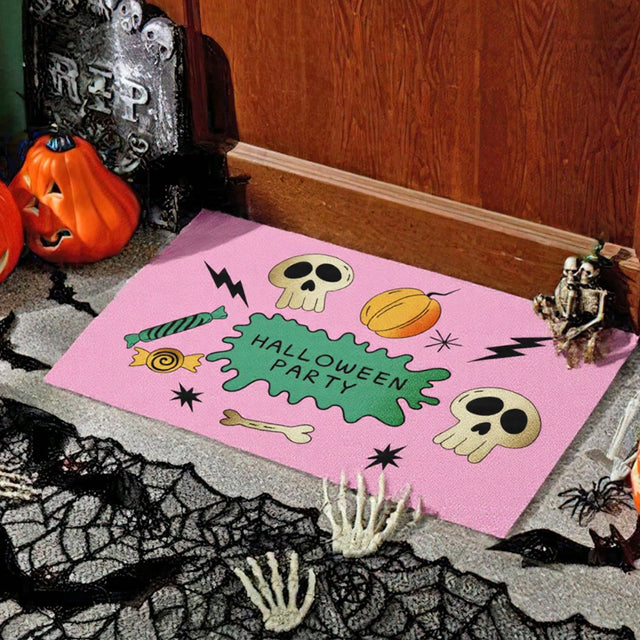 Halloween Skull Door Mat Kitchen Bathroom Mat In Front Of The Wooden Door 081227