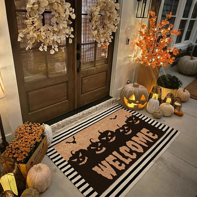 Halloween spooky welcome door mat as decor