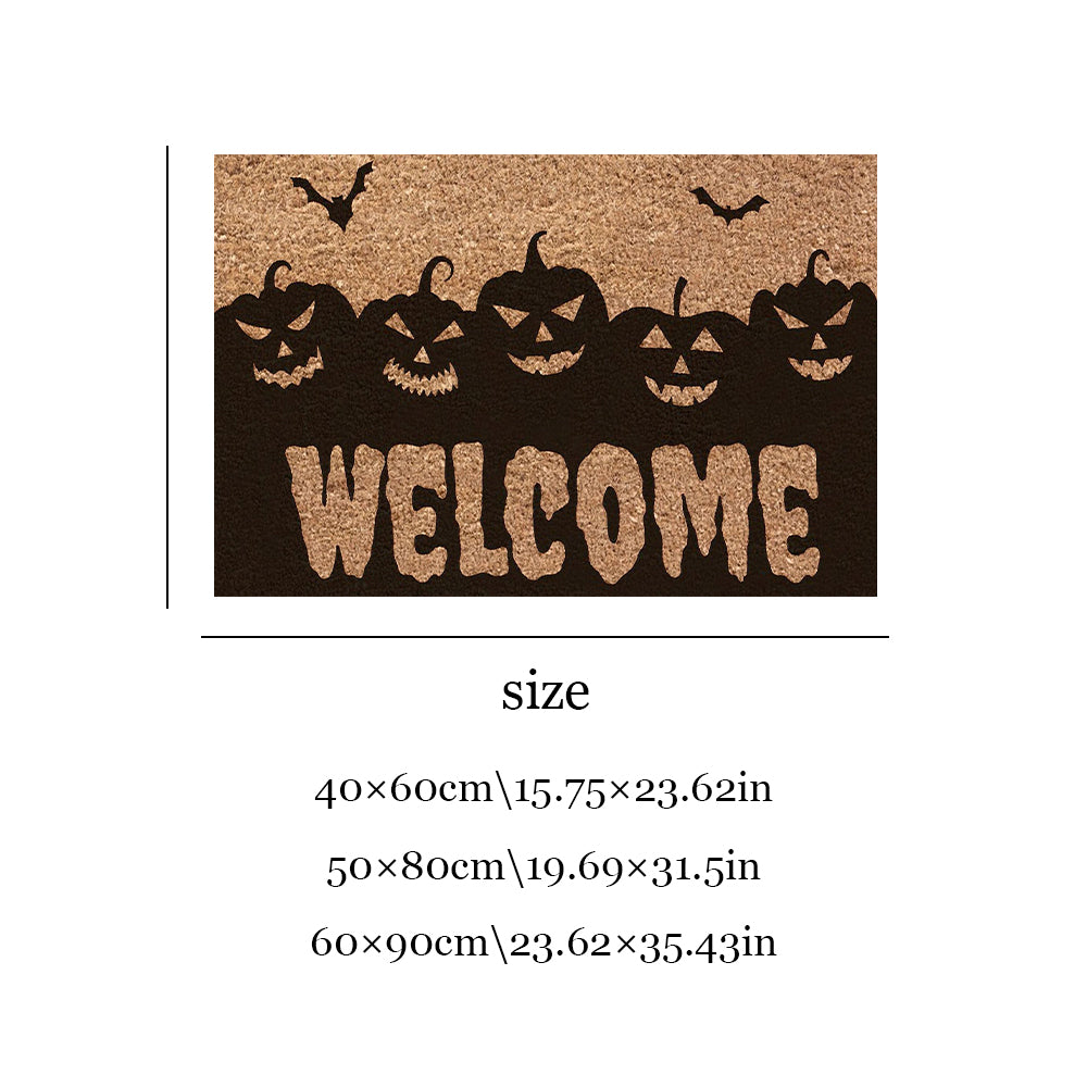 Halloween spooky welcome door mat size chart