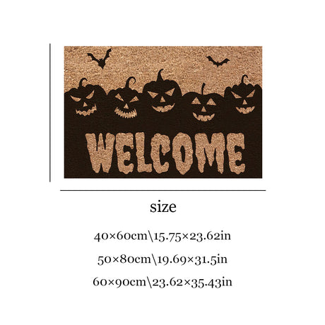 Halloween spooky welcome door mat size chart
