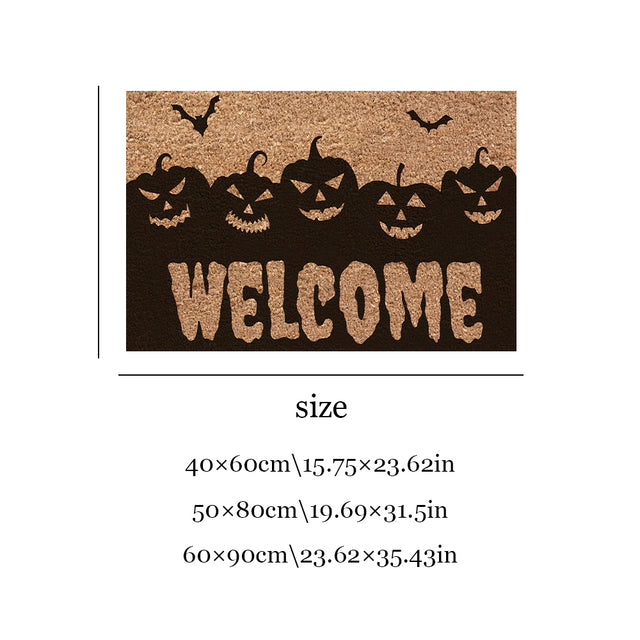 Halloween spooky welcome door mat size chart