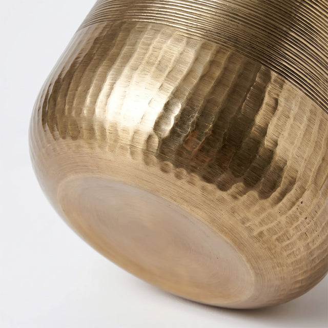 Antique Gold Hammered Aluminum Planter Vase — Dual-Texture Decorative Bowl for Flowers, Table Centerpiece & Home Decor, 2 Sizes
