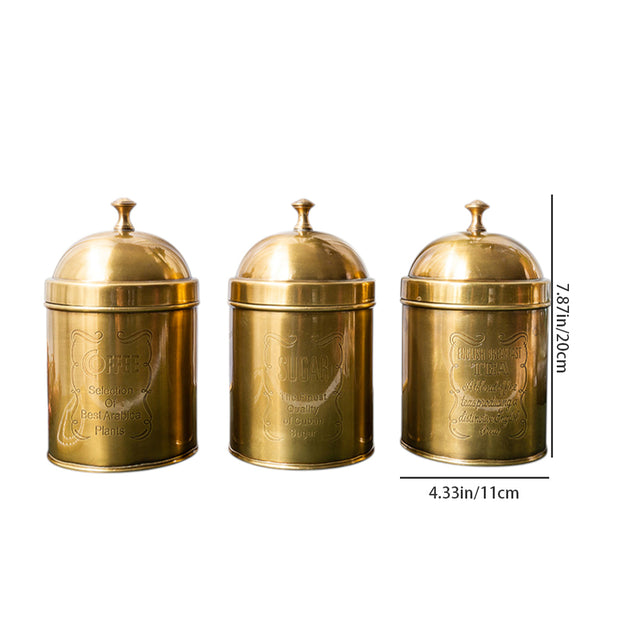 Hand Made Brass Carved Storage Jars Set Size Chart 081336