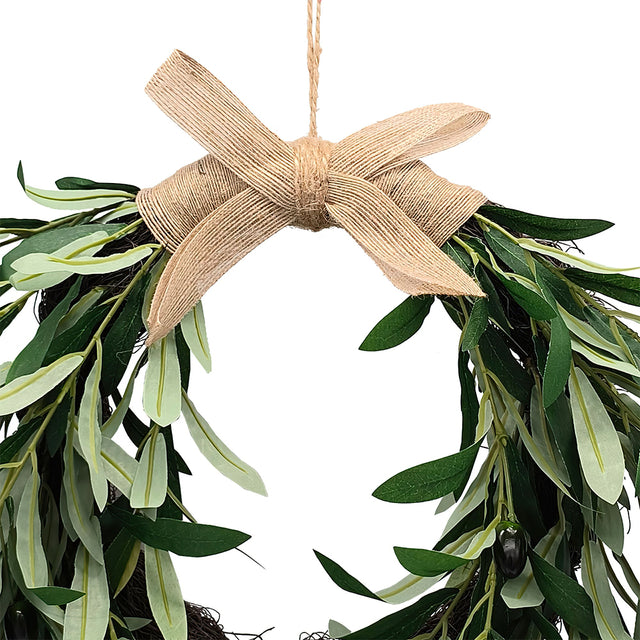 Hand Made Christmas Olive Branch Faux Wreath Details 2 081342