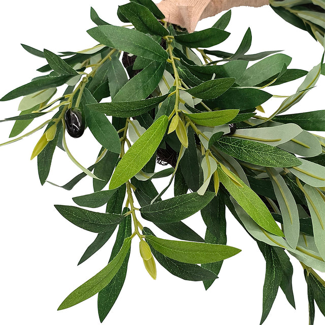 Hand Made Christmas Olive Branch Faux Wreath Details 3 081342