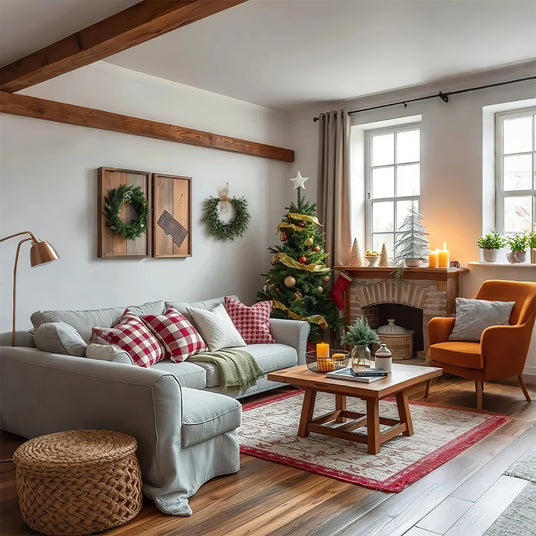 Hand Made Christmas Olive Branch Faux Wreath In The Living Room 081342