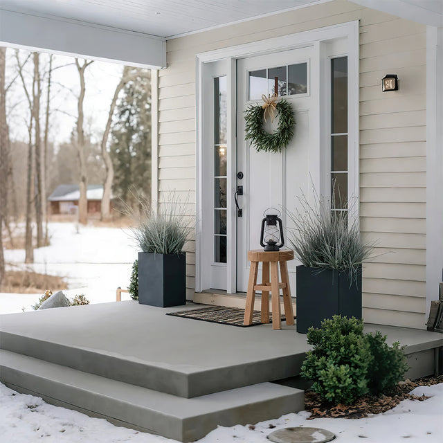 Hand Made Christmas Olive Branch Faux Wreath On The White Door 081342