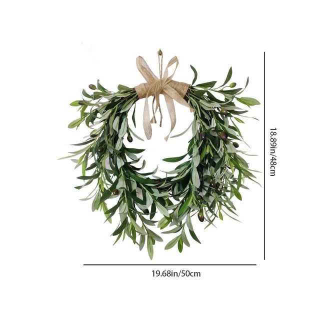 Hand Made Christmas Olive Branch Faux Wreath Size Chart 081342