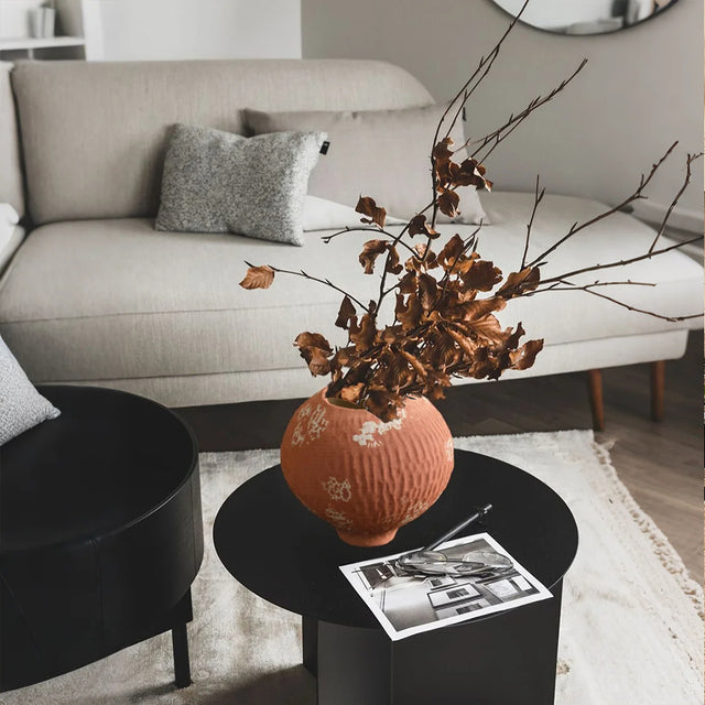 Handcrafted Rustic Ceramic Vase Artistic Decorative Pot for Tabletops Shelves and Airbnb Interiors On The Black End Table 090825