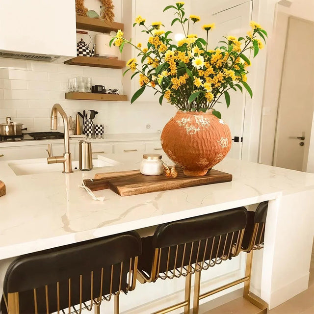 Handcrafted Rustic Ceramic Vase Artistic Decorative Pot for Tabletops Shelves and Airbnb Interiors On The Wooden Tray 090825