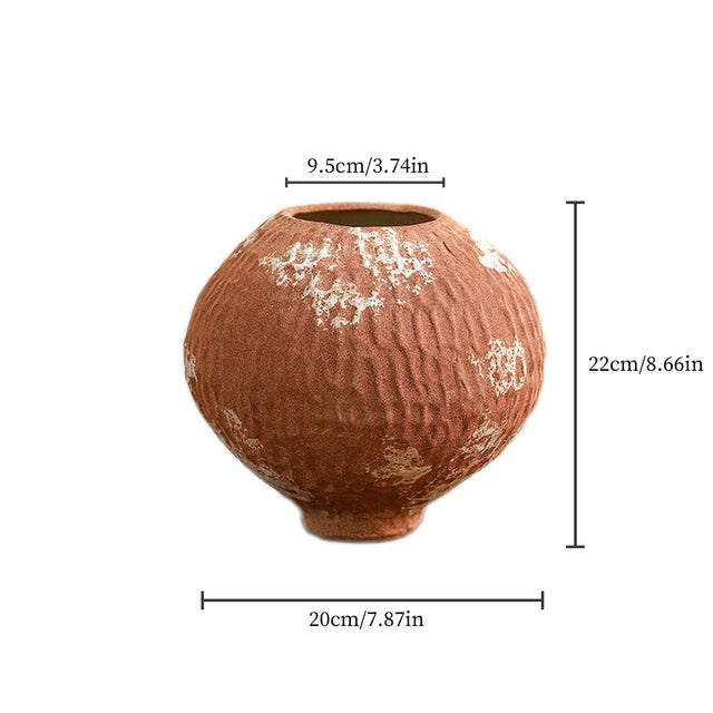 Handcrafted Rustic Ceramic Vase Artistic Decorative Pot for Tabletops Shelves and Airbnb Interiors Size Chart 090825