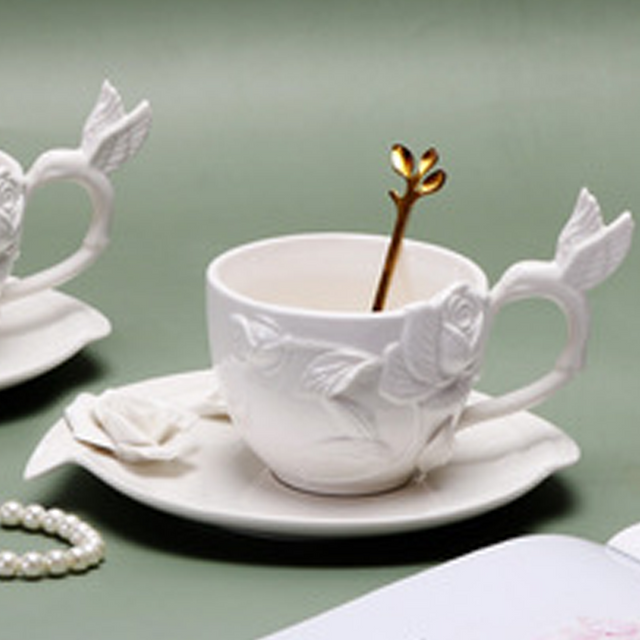 Handmade Ceramic Floral Teacup and Saucer Set details