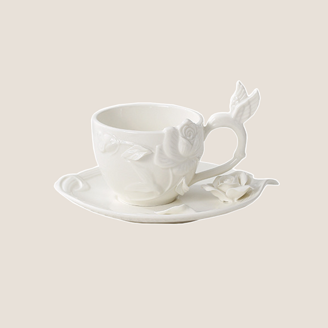 Handmade Ceramic Floral Teacup and Saucer Set