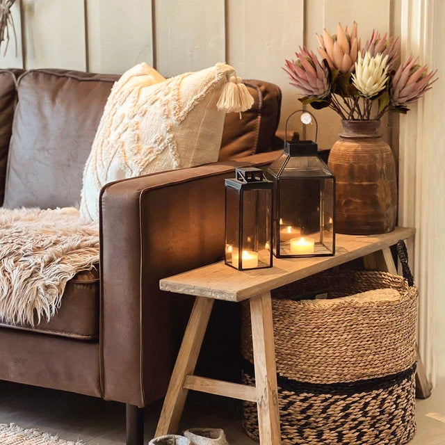 Handmade Decorative Faux Protea Cynaroides Flower Decor In The Ceramic Vase On The Bench 090942