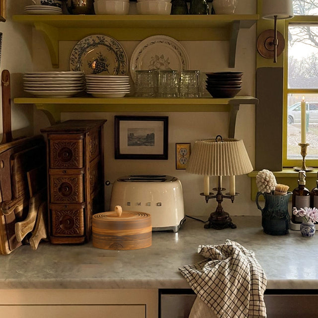 Handmade Stoneware Tea Caddy Storage Canister with Lid and Rope Handle in the Kitchen