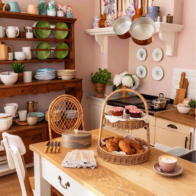 Handmade Stoneware Tea Caddy Storage Canister with Lid and Rope Handle in the Kitchen