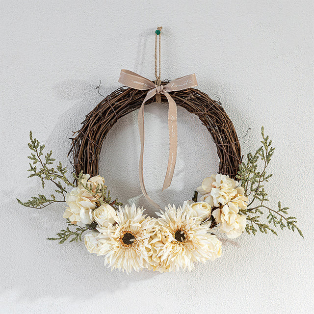 Handmade Vine Woven Flower Faux Wreath