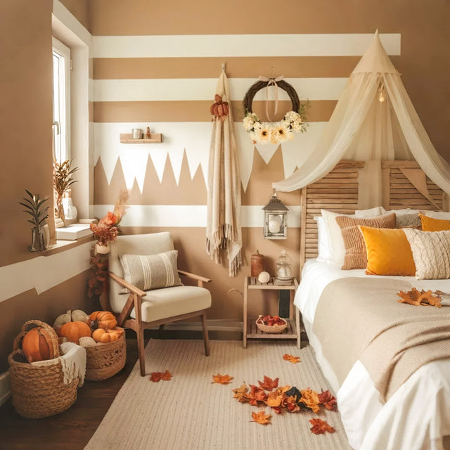 Handmade Vine Woven Flower Faux Wreath in Bedroom