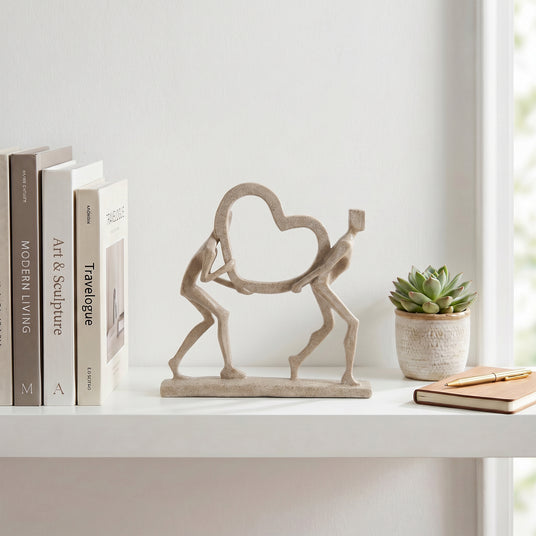 Heart Sculpture On Minimalist White Shelf