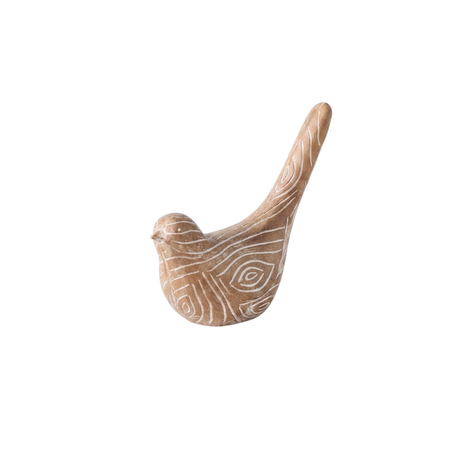 High Tail Wood Grain Bird Figurine