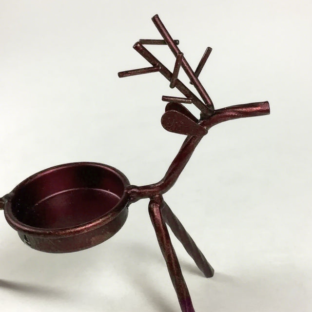 Iron Metal Deer-Shaped Candle Holder Standing Ornament Details 1 090515