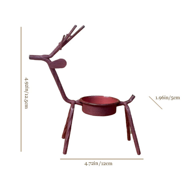 Iron Metal Deer-Shaped Candle Holder Standing Ornament Size Chart 090515